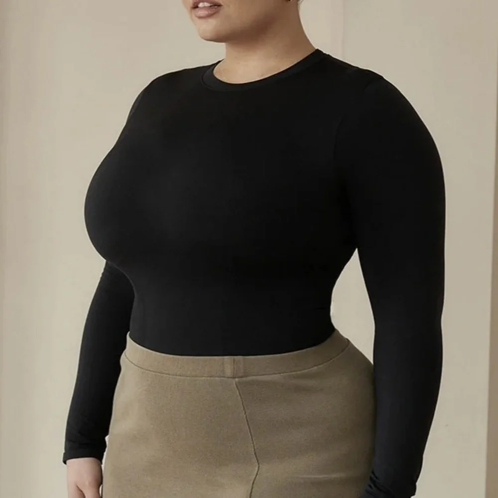 Pinsy Long Sleeve Butter Sculpt Seamless Bodysuit - Black - 1X - Picture 2 of 6